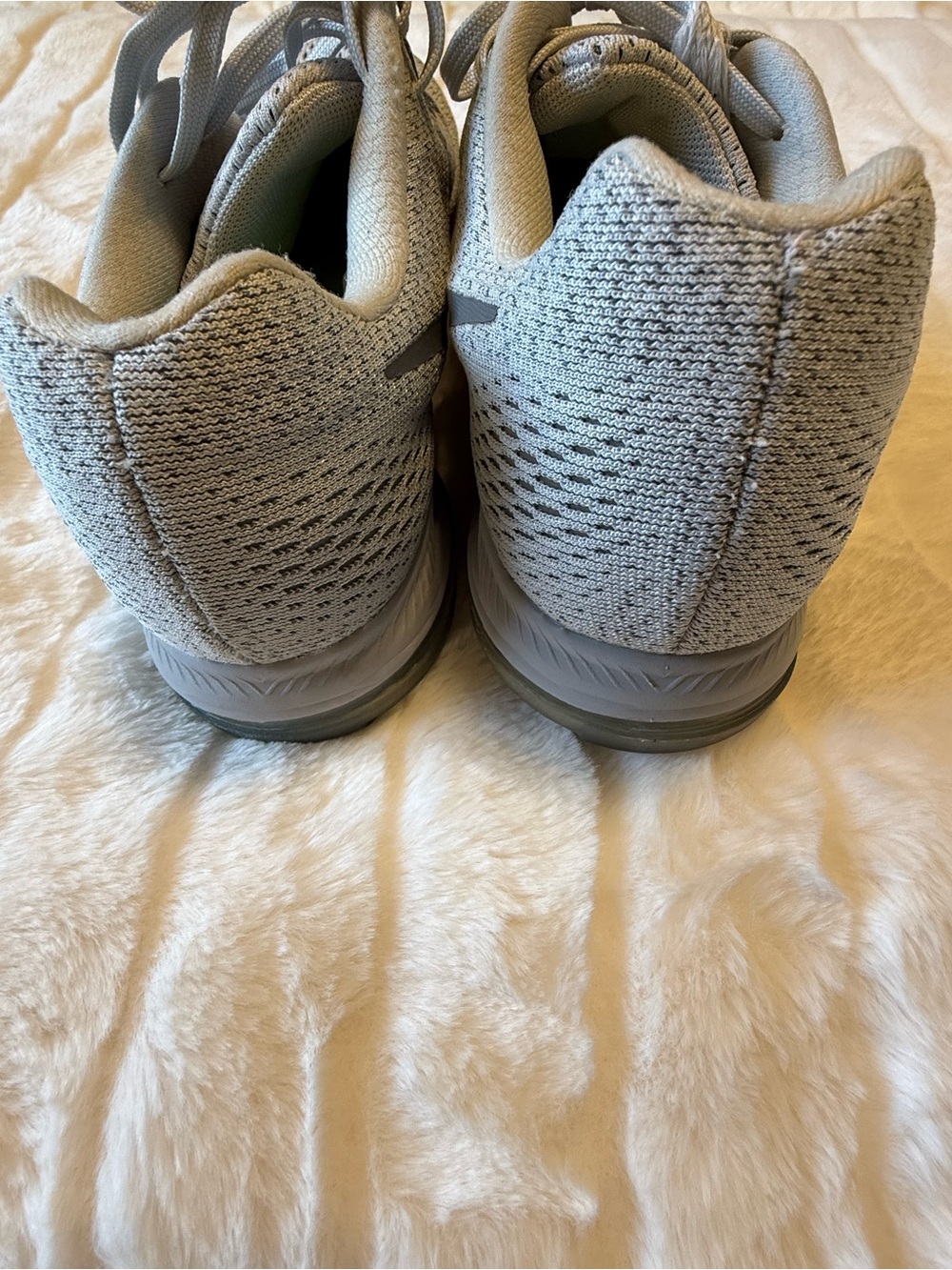 Nike Light Gray Knit Running Sneakers with Dark Gray Swoosh - Picture 4 of 5
